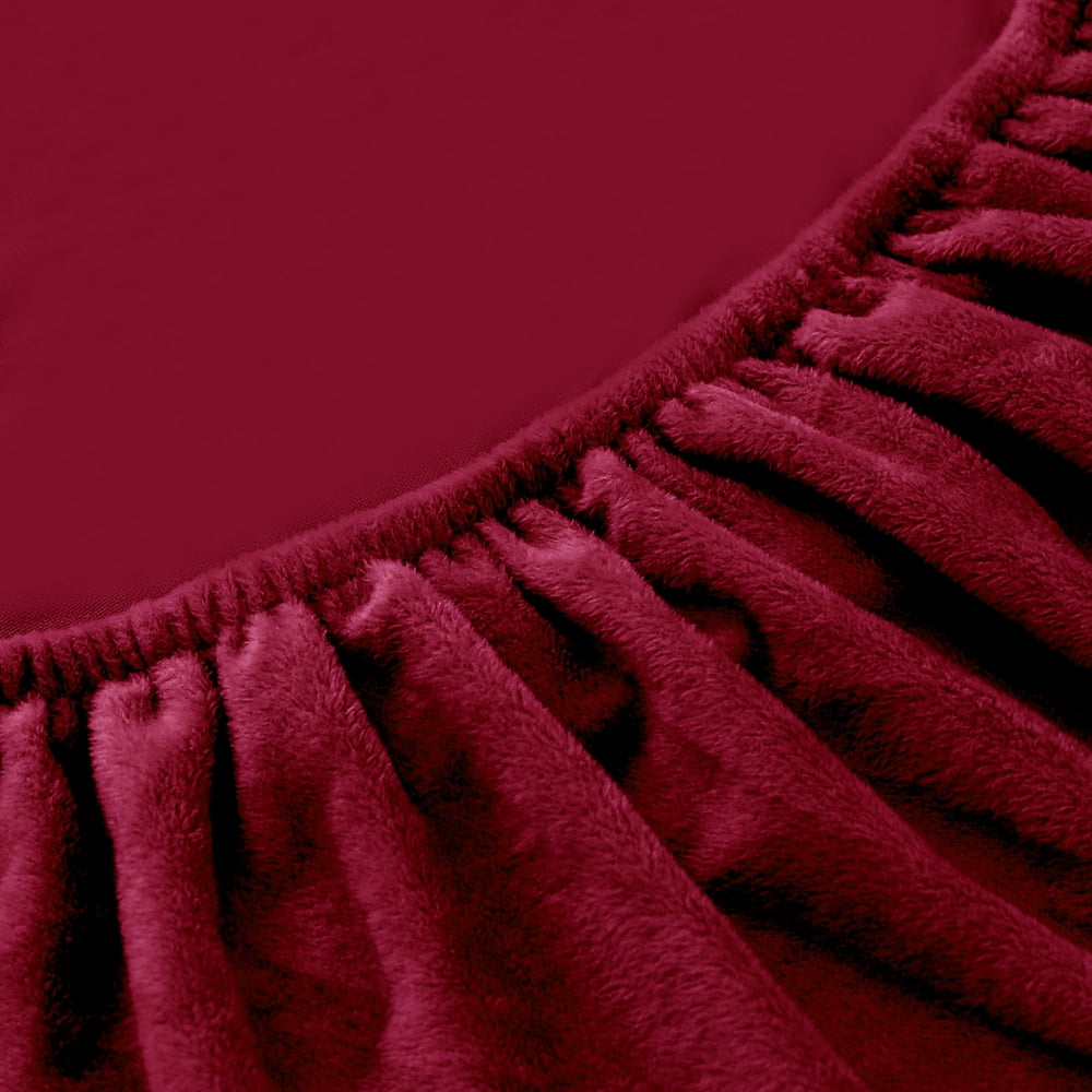 SHANNA 2 Piece Thick Velvet Stretch L Shape Sofa Covers Anti-Slip Sectional Sofa Couch Slipcover(L-shape 2 Seater+3 Seater,Burgundy)