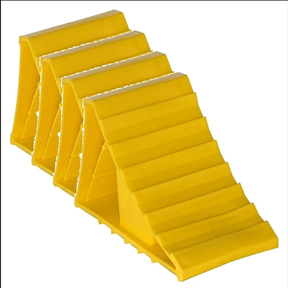 Wheel Chocks, 4 Pack Wheel Chocks for Car, Hard Plastic Tire Stopper Blocks for RV, Camper, Trailer, Trucks (Yellow)