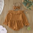 thumbnail image 6 of Sngxgn Baby Girl Cotton Bodysuit Long Sleeve Jumpsuit Outfits Clothes(Brown,80), 6 of 7