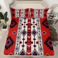 thumbnail image 2 of Western Boho Sheet Set Twin Vintage Red Brown Aztec Bedding American Southwestern Bed Sheets Adults Men,Southwest Tribal Geometric Diamond Bed Sheet Set 3 Piece, 2 of 6