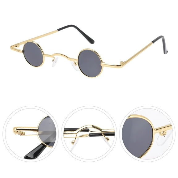 FRCOLOR Punk Sunglasses with Metal Circle Frame for Party Fashionable Red Color