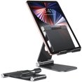 thumbnail image 1 of Support de Tablette Entièrement Pliable, CPDD Support iPad, Support de Tablette en Aluminium Réglable Compatible avec Nouvel iPad(10.2)/iPad Air/iPad Pro/iPad Mini, Tablettes Samsung, et Téléphones, Noir Noir, 1 of 8