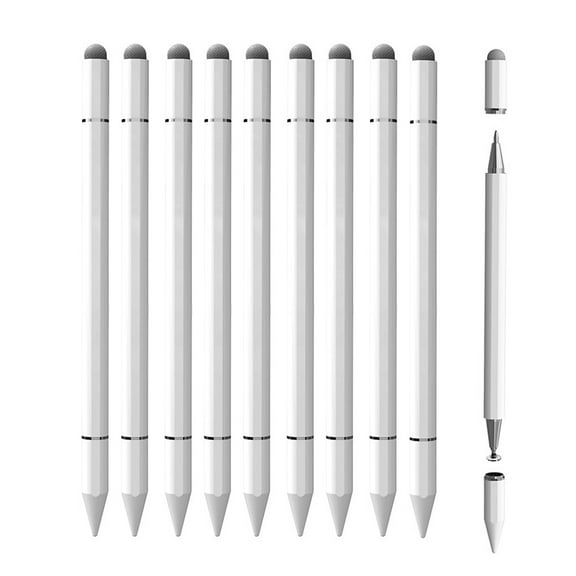 10-Pack Stylus Pen for iPad/Andorid Tablat, 3 In 1 Universal Touch Screen Stylus with Built-in Ballpoint Pen,White