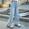 thumbnail image 4 of Tiijoy Girls Baggy Straight Leg Jeans Toddler High Rise Elastic Waist Denim Pants, Sizes 4-5, 4 of 8