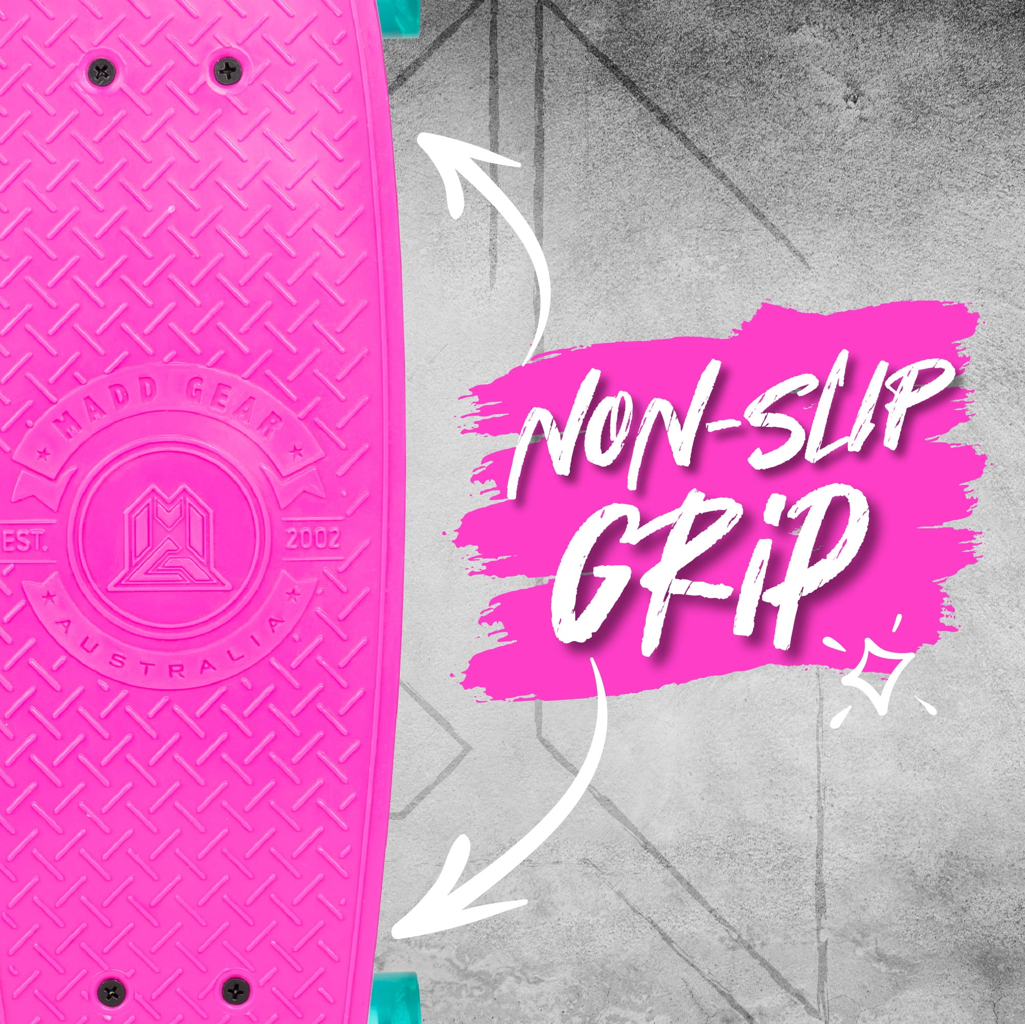 Madd Gear 22" Retro Beginner Skateboard Mini Cruiser- 62 mm Wheels  - Sugar Rush- Beginner Penny Style Board