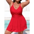 thumbnail image 5 of Asoul Plus Size Swim Dress Swimsuit for Womens Mesh Ruffle One Piece Tummy Control Bathing Suit Front Cross Swim Suits, 5 of 9