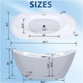 thumbnail image 5 of JERFIT 59 Inch Gloss White Acrylic Freestanding Bathtub with Chrome Overflow Drain, Modern Soaking Tub for Bathroom, 5 of 10