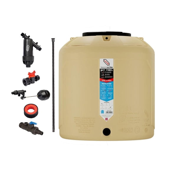 Tinaco Ultra IUSA beige con kit de instalación, 1100 L, IUSA (Entrega CDMX y Edo.Mex)