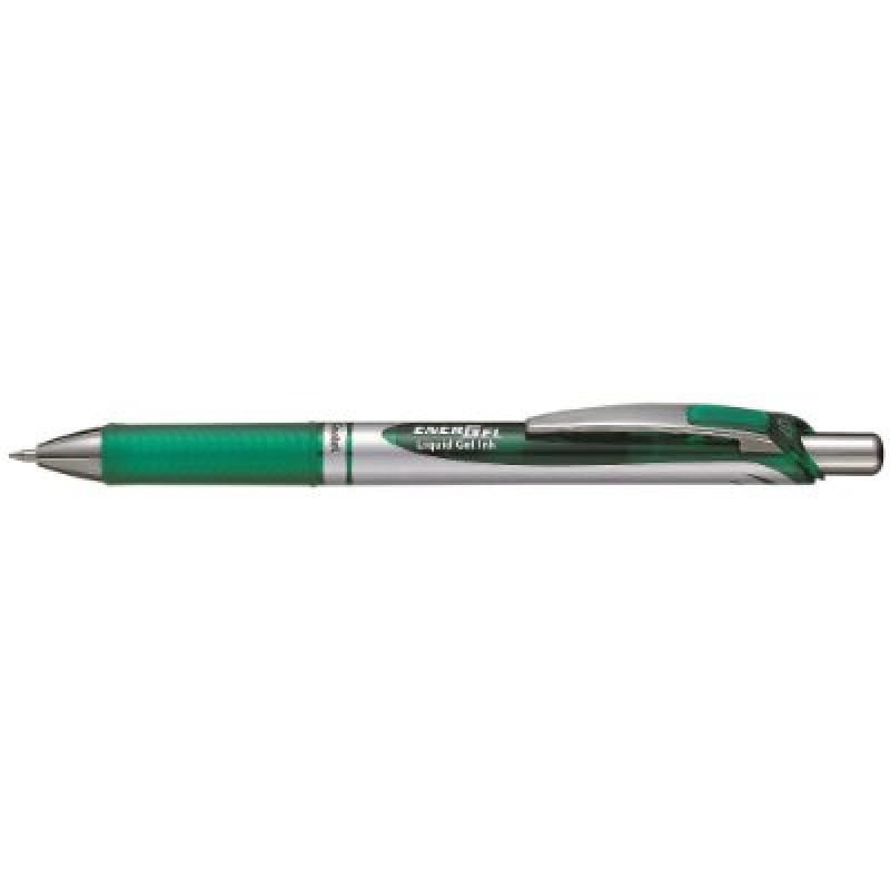 Pentel EnerGel RTX Roller Ball Retractable Gel Pen, Green Ink, Medium