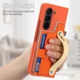 thumbnail image 5 of for Samsung Galaxy Z Fold 7 Wallet Case with Pen Holder & Stand, Built-in Screen Protector Wrist Strap Card Holder Back Cover Hard PC Shockproof Finger Grip Case for Men Women Girls, Orange, 5 of 9