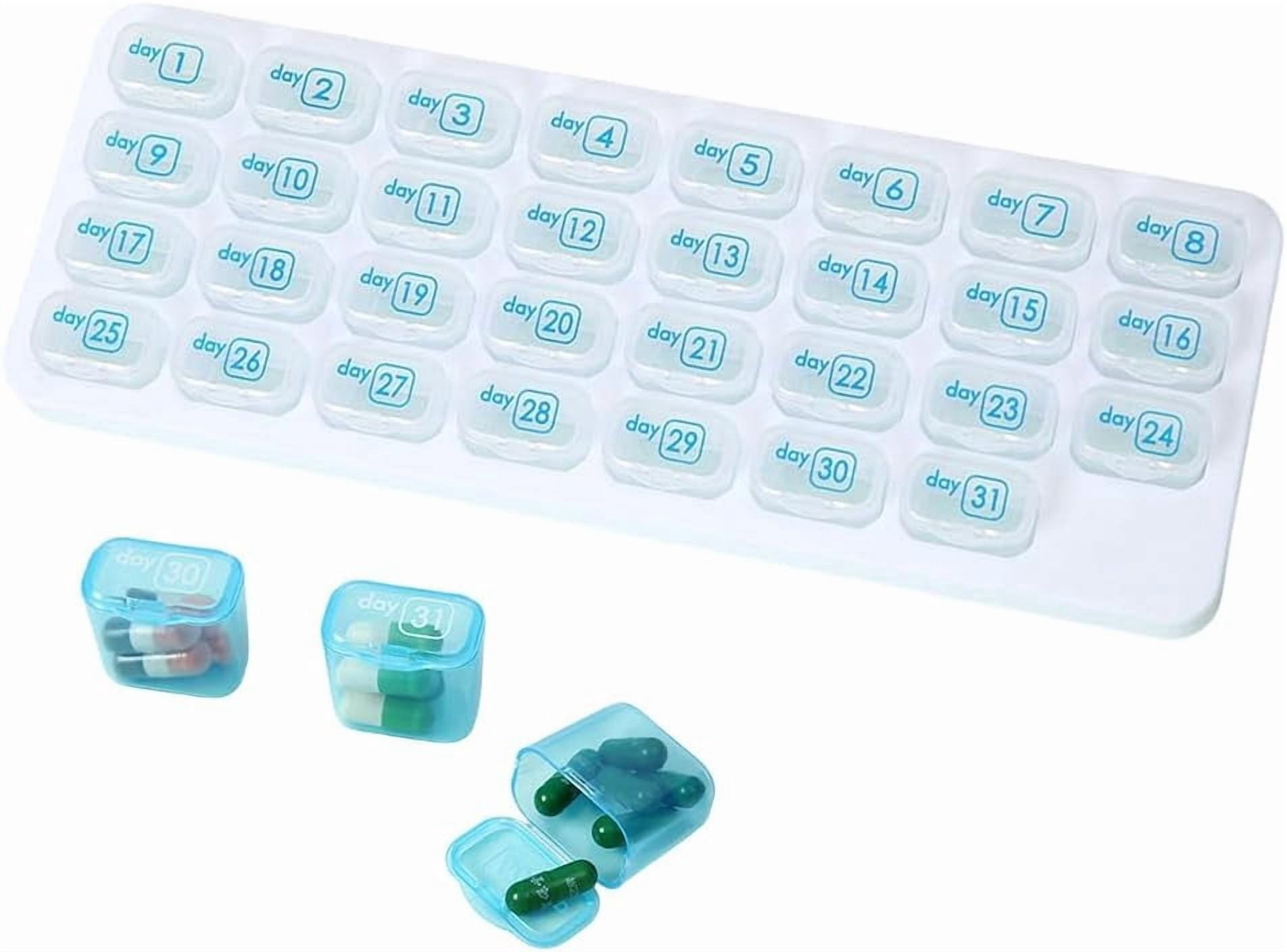 Monthly Pill Organizer 31 Day, 2026 Upgraded Large Portable Travel Pill Box, 30 Day Pill Case Small Compartments to Hold Vitamin and Travel Medicine Organizer, Daily Pill Case
