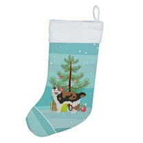 Cymric #2 Cat Merry Christmas Christmas Stocking 13.5 in x 18 in