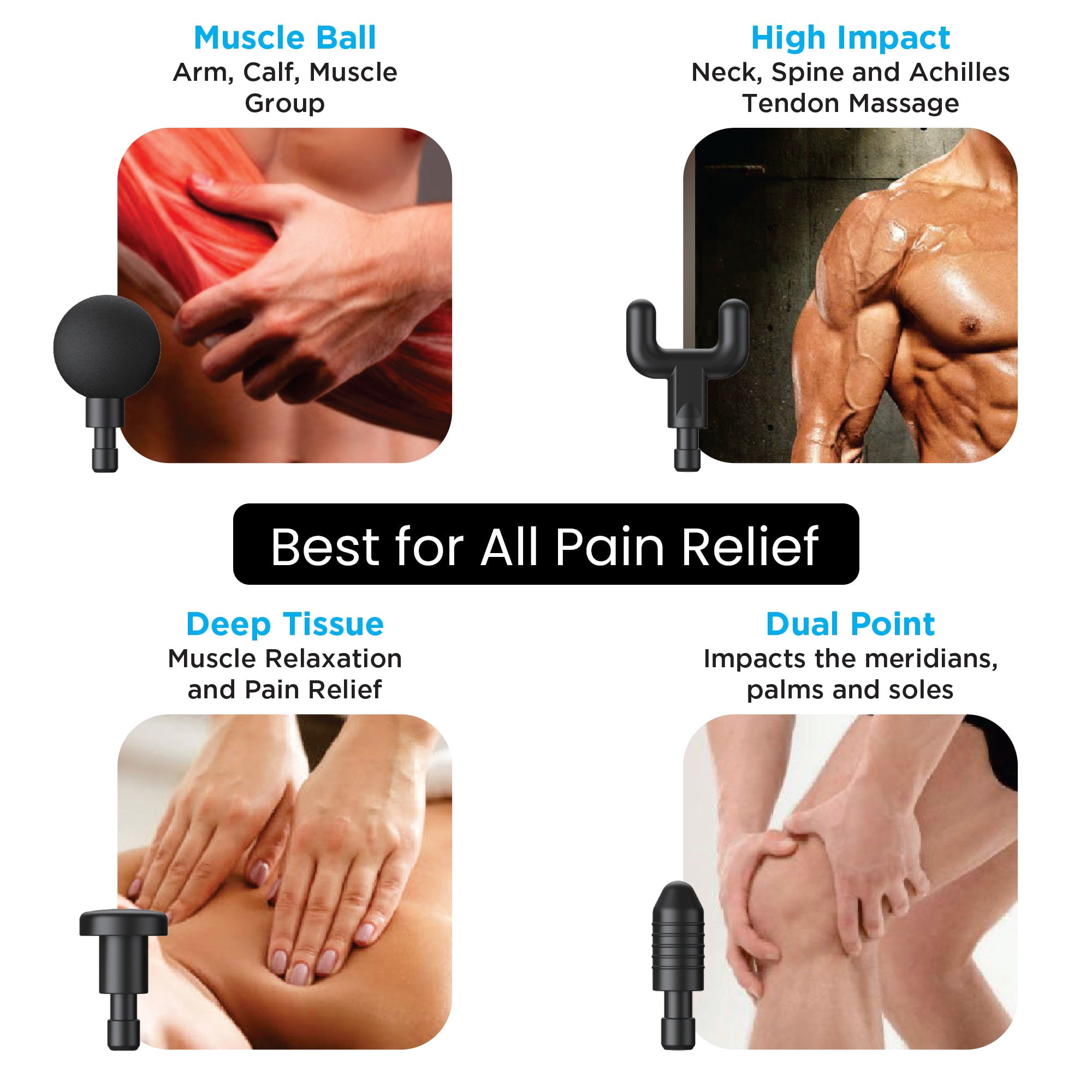 TRAKK Compact Hot & Cold Massage Gun- Multiple Modes and Speeds-6 Heads