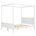 thumbnail image 3 of Queen Canopy Platform Bed Frame - White, Queen Size, Wood, with Headboard &amp; Footboard. Modern Design for Bedroom. 83.9"L x 62.9"W x 74.8"H. Slat Support., 3 of 13