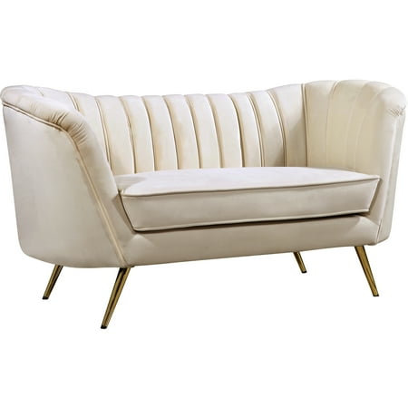 Homestock Farmhouse Fresh Cream Velvet Loveseat