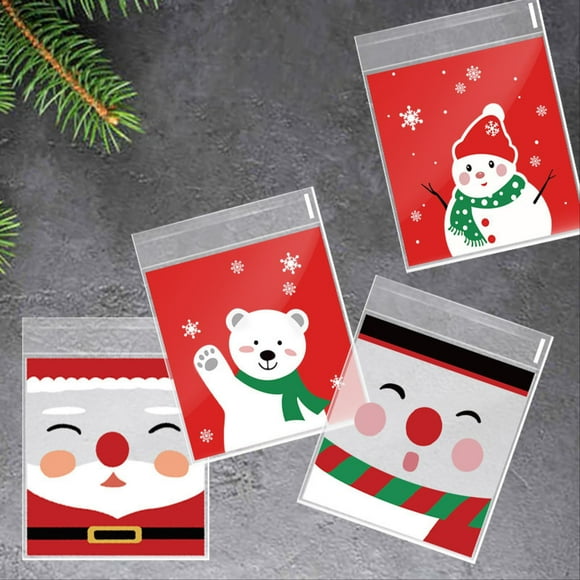Iumwxz Christmas OPP Candy Packaging Bags Biscuits Snacks Self Adhesive Bags Biscuits Food Packaging festival decortaions Red Plastic Clearance Sales