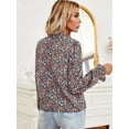 thumbnail image 3 of MORTTIC Women's Bohemian V-Neck Floral Print Long Sleeve Shirt Blouse, Ruffle Cuffs Dressy Casual Top, S, 3 of 4