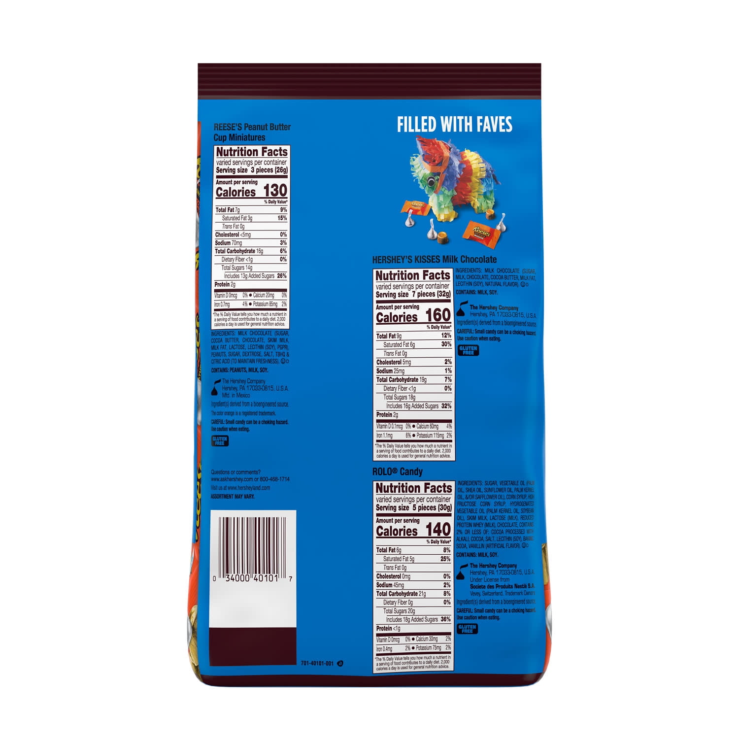 Hershey's, Reese's and Rolo Miniatures Assorted Flavored Candy, Party Pack 30.07 oz