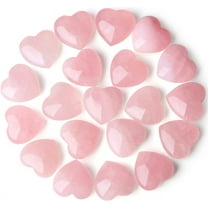NOGIS 20 Pcs Rose Quartz Heart Crystals Natural Crystal Polished Healing Cute Mini Pocket Stones Palm Thumb Love Gemstones Set Reiki Energy Balancing Meditation Valentine's Day Gift (Pink)