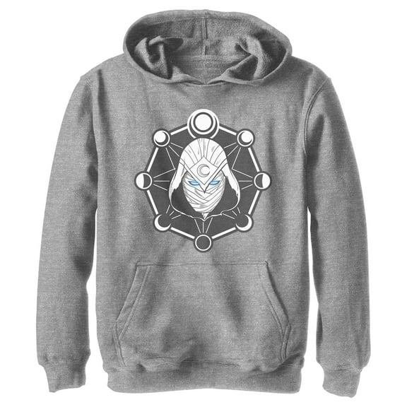 Boy's Marvel: Moon Knight Mask and Moon Phases  Pull Over Hoodie Athletic Heather Medium