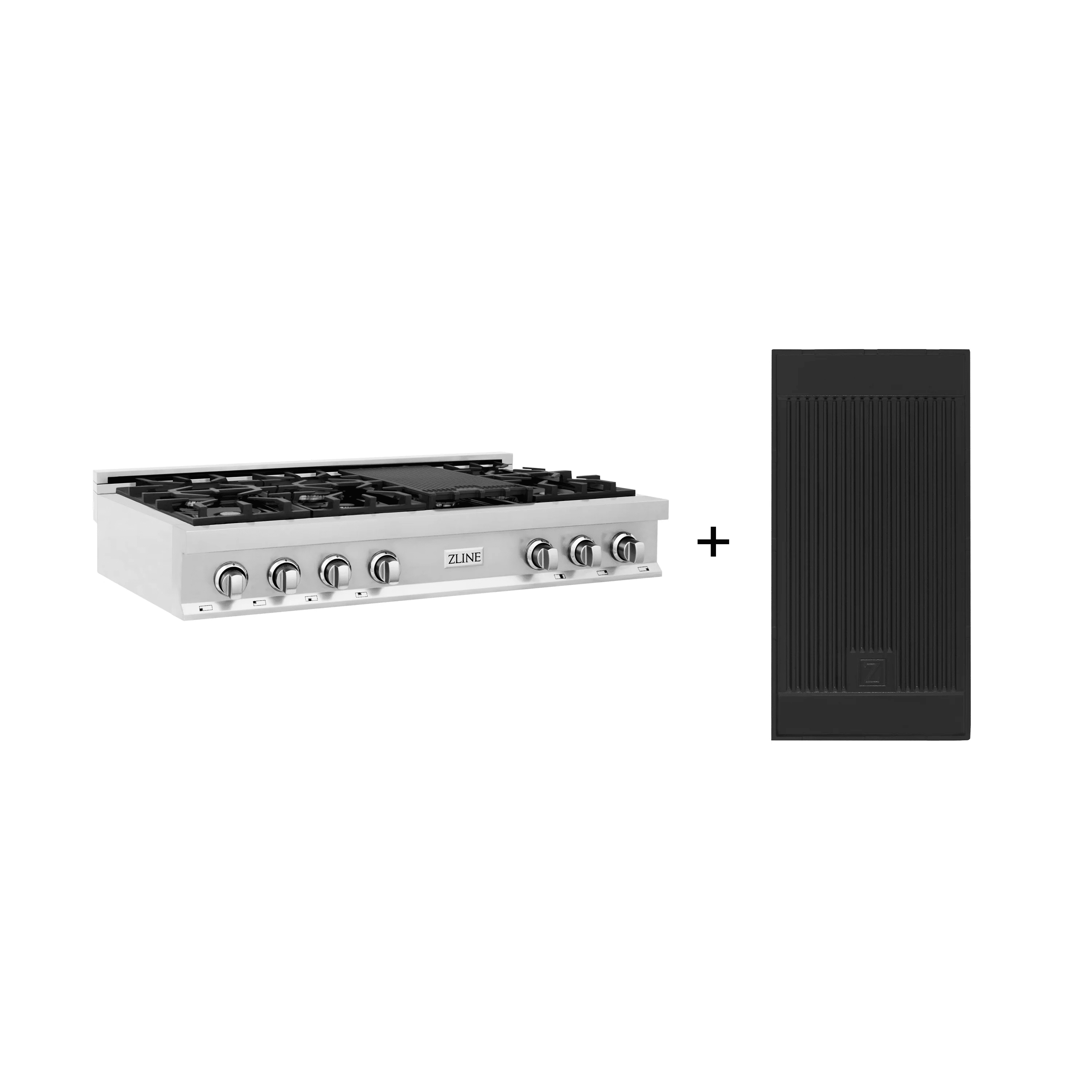 ZLINE 48" Porcelain Gas Stovetop with 7 Gas Burners and Griddle and