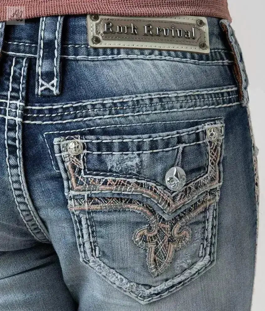 Rock Revival Jeans Low Rise Betty Skinny Capri Cropped Faux Flap ...