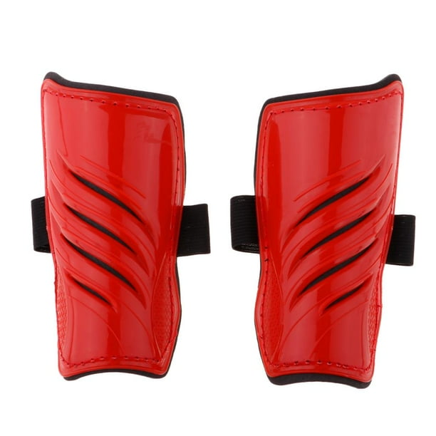 Protectores de espinillas para fútbol y fútbol para niños, equipo de entrenamiento para piernas rojo