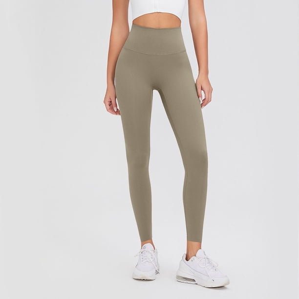 MKLEKYY Leggings de cintura alta para mujer, suaves, invisibles, para entrenamiento, yoga, correr