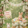 thumbnail image 2 of SIYTUAU 4.5 Yard Easter Egg And Bunny Pattern Polyester Craft Ribbon Spring Color For Gift Wrapping Diy Wreath Decoration, 2 of 7