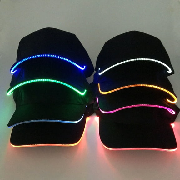Naierhg Unisex Solid Color LED Luminous Baseball Hat Christmas Party Peaked Cap