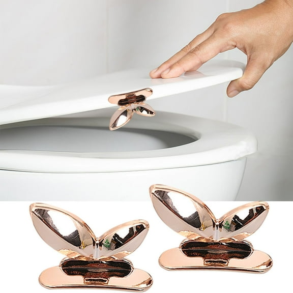 Qnjujn Hygienic Toilet Seat Lifter with Leaf Design, Tool-Free Installation & Universal Fit – ABS Handle for Bathroom Sanitation, Home & Commercial Use (Gold/Champagne)