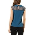thumbnail image 3 of INSPIRE CHIC Women's Peter Pan Collar Short Sleeve Pullover Blouse L Peacock Blue, 3 of 7