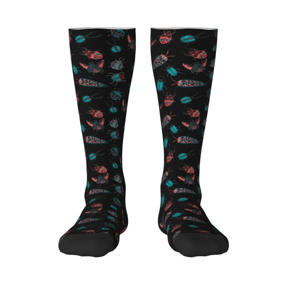 Honeii Colorful Insect Print Long Socks,Novelty Design Socks Gift for Men and Women,Crew Socks,Calf Socks