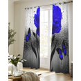 thumbnail image 5 of Blue Rose Sheer Curtains 63 Inch Length 2 Panels Set for Living Room/Bedroom, Flower Raindrops Butterfly Grey Art Kitchen Curtains Grommet Semi-Sheer Curtains Drapes Voile Window Treatments 42"x63"x2, 5 of 7