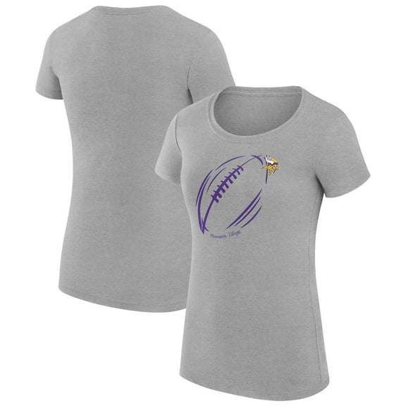 Women's G-III 4Her by Carl Banks  Heather Gray Minnesota Vikings Super-Slim Fit Lightweight Subtle Football T-Shirt