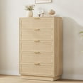 thumbnail image 1 of 5 Drawer Rattan Dresser for Bedroom, Integrated Cabinet Body & Legs Design, Wooden Chest of Drawers for Hallways, Entryways and Closet, Easy Assembly, Natural, 1 of 7