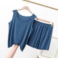 thumbnail image 4 of Purcolt Pajama Set for Women Summer Casual 2 Piece Shirring Sleepwear Pj Sets Comfortable Tank Tops with Shorts Lounge Sets Loose Fit Nightwear, 4 of 6