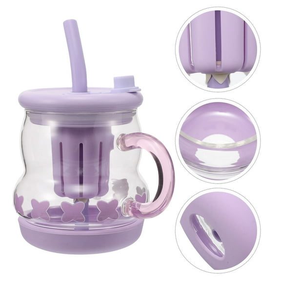 GOOHOCHY  Glass Drinking Glasses Coffee Mug Tea Cup Child Office Violet