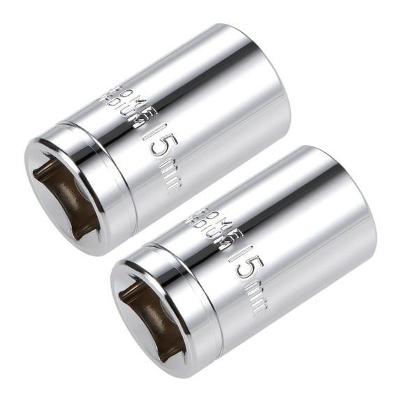 1/2-inch Drive E15 Universal Spline Shallow Socket 12-Point Cr-V Steel 2 Pcs