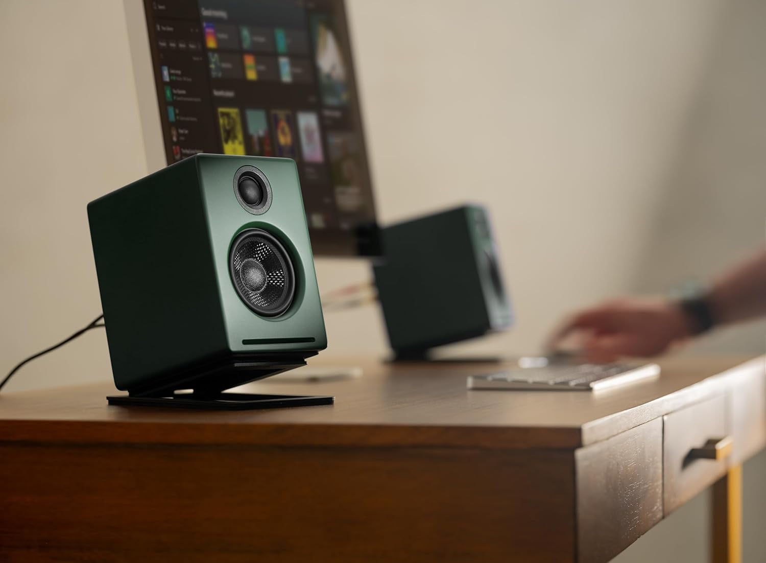 Audioengine A2 24 Bit Hi Res Desktop Speakers with Bluetooth - Pair (Green)