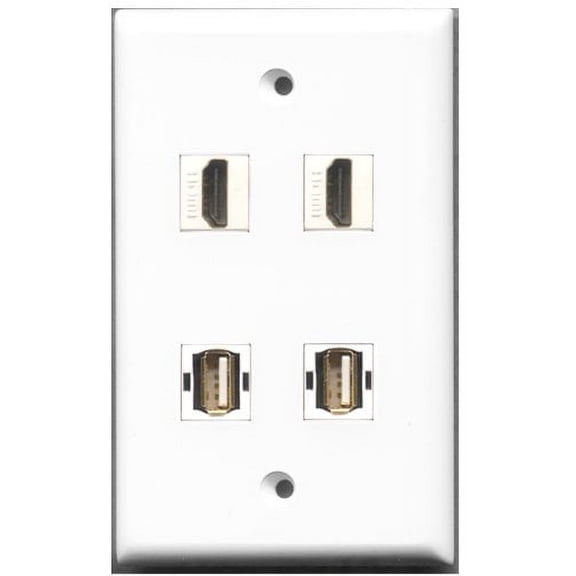 RiteAV - 2 Port HDMI 2 Port USB A-A Wall Plate