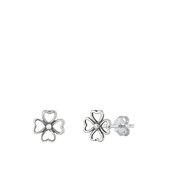Sterling Silver Four Leaf Clover Heart Flower Earrings 925 New Jewelry Female Unisex