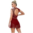 thumbnail image 3 of Choomomo Women's Lyrical Dance Dress Sleeveless Ruched Ballet Leotard Dress Modern Contemporary Dance Dresses Burgundy XL, 3 of 6