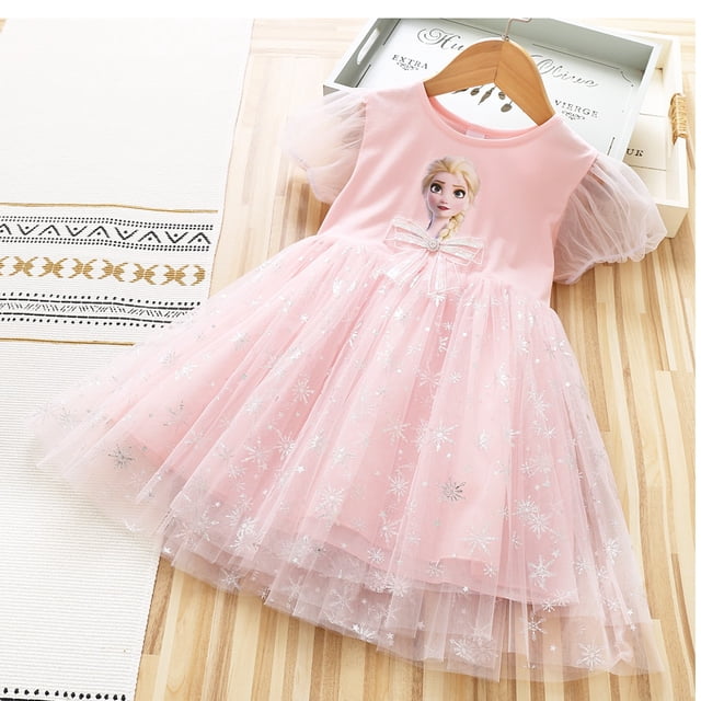 Vestido de niña, vestido de verano, estilo occidental, vestido de princesa Elsa de Frozen, falda de malla para bebé infantil