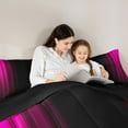 thumbnail image 5 of Feelyou Stripes Abstract Queen Comforter Set, Pink Fashion Lines Bedding Set, 3pcs, 5 of 8