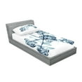 thumbnail image 2 of Ambesonne Flower Fitted Sheet & Pillow Sham Set, Hortentia Blossom Nature, Twinxl, Teal White, 2 of 2