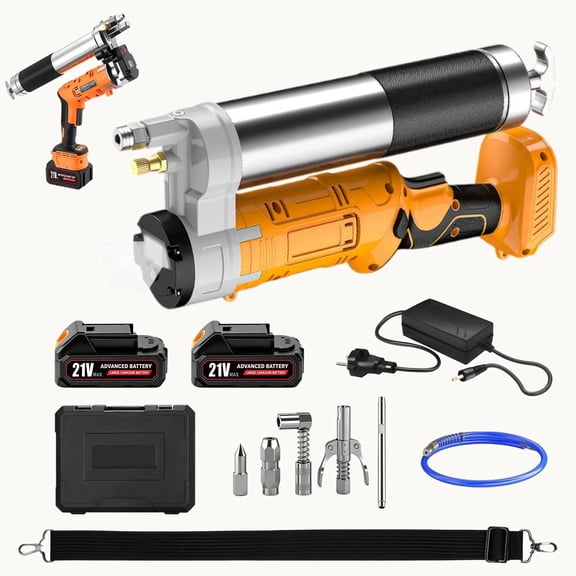 Cordless Grease Gun, 12000 PSI High Pressure with 7 OZ/Min High Flow, 40" Flexible Hose and 2×2.0Ah Rechargeable Batteries, Professional Grease Gun Kit for Garage, Truck, Tractor and Heavy Equipment