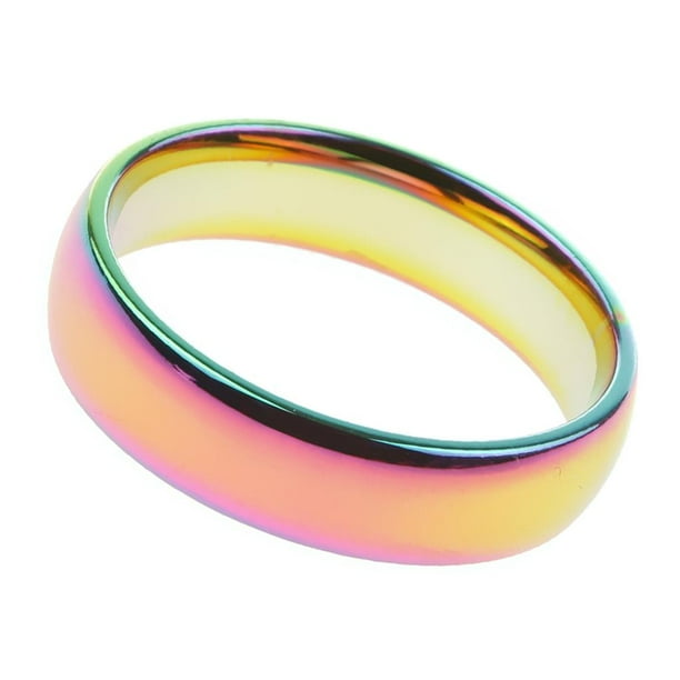s de material acero Hombres / De Las Mujeres El Tamaño Del De Matrimonio 10 Hugo anillo del arco iris