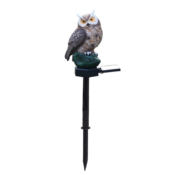 Lampara Luces LED solares para césped, búho, paisaje al aire libre, estatua, lámpara de noche (marrón oscuro) Likrtyny Lámpara