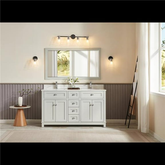 Legion Furniture WS2515-60-SS 60 in. Silver Strand Finish Solid Wood Sink Vanity, 1 in. Artificial Stone Top